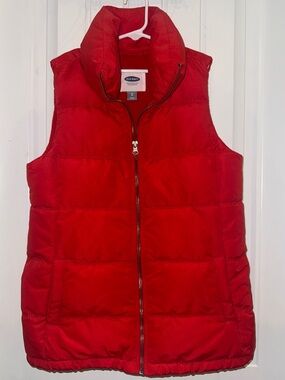 Old Navy Red Puffer Vest XS Women’s Zip Front Quilted Winter Lightweight Jacket